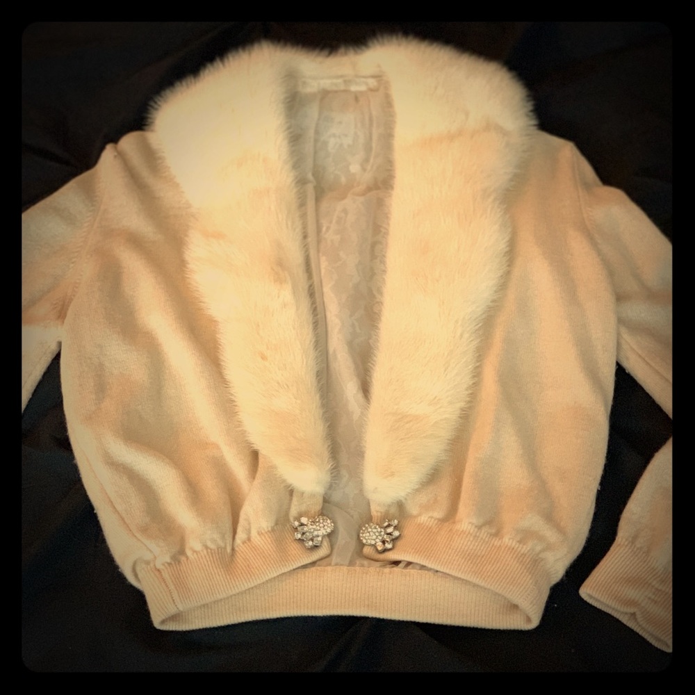 Vintage Cashmere with Fur collar and vintage clasp